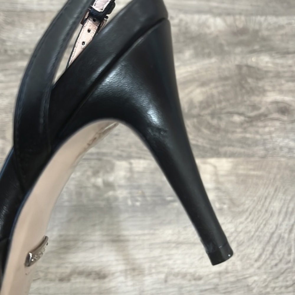 GUCCI Black Leather Slingback Knot Sandal Heels Size 37 - Picture 7 of 8